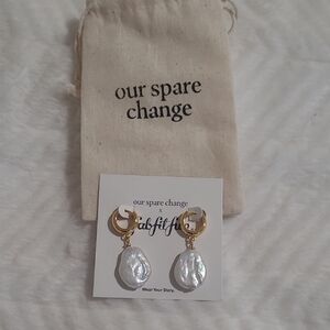 Our Spare Change Gold and White Earrings